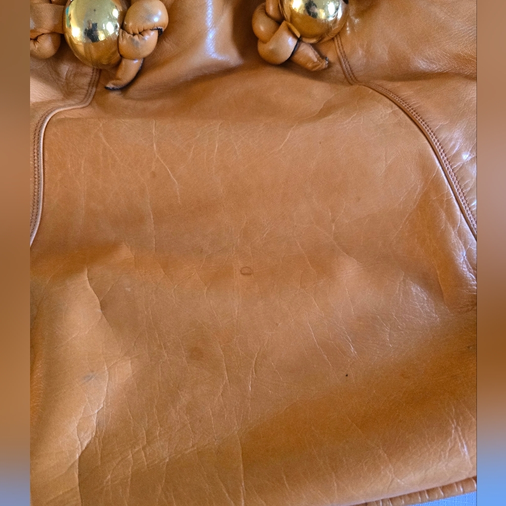 Giovanni Raspini Italian Leather Hobo Creation Ema GG Glossy Apricot Purse Vtg - Picture 15 of 16